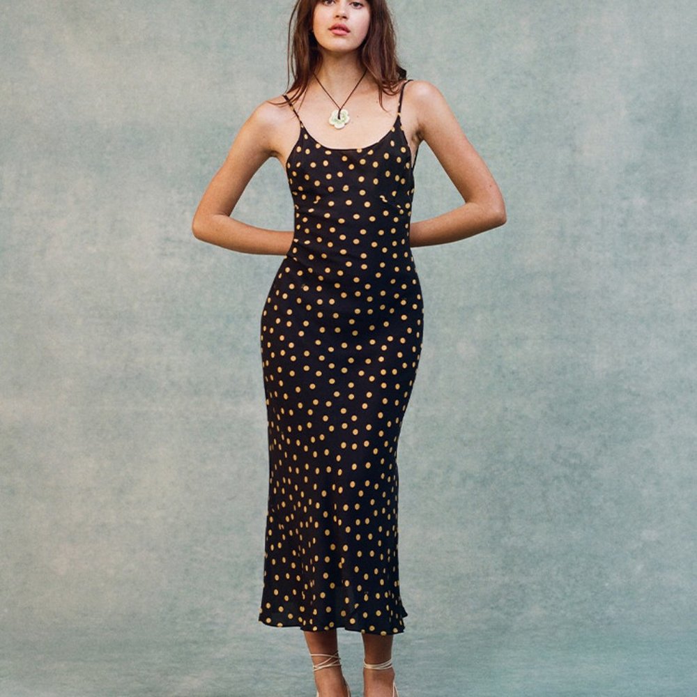 NWT Realisation Par Iggy Dress in Yellow Polka Dot